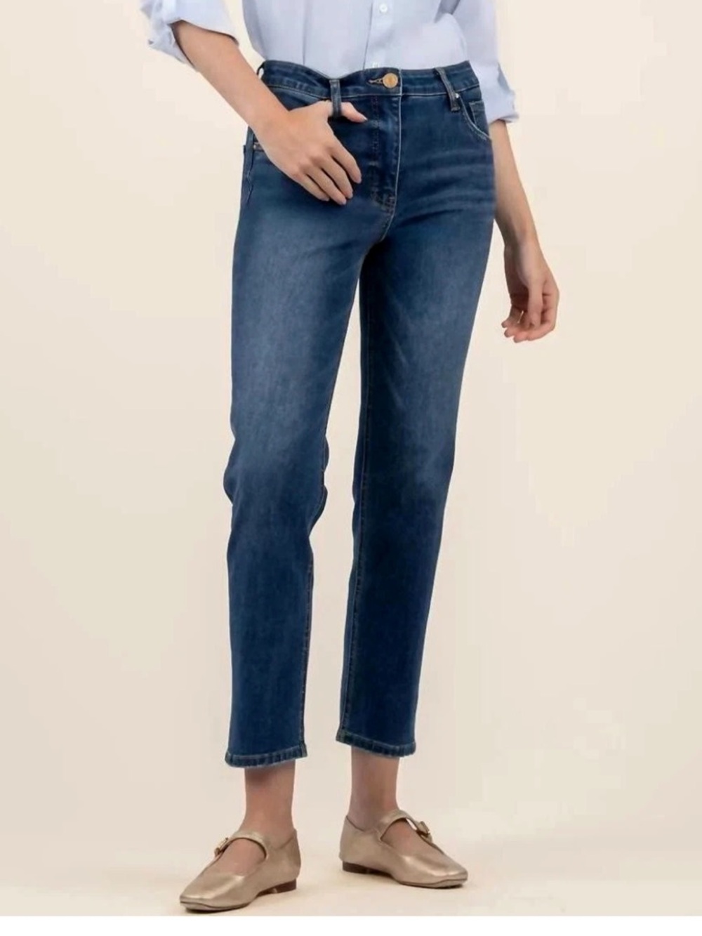 Kut from the Kloth Elizabeth Fab Ab high rise ankle straight leg jeans Sz 4